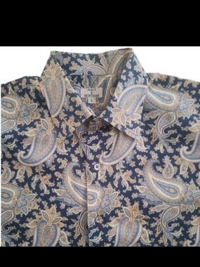 Maus & Hoffman Paisley pattern Blue Shirt Large USA Made